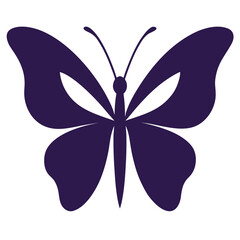 Simple symmetrical butterfly silhouette with elegant wings isolated on white background