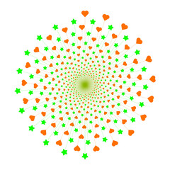 heart and star pattern radial burst design element