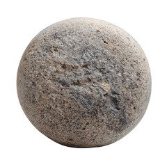 Textured spherical natural stone or rock. round grey brown pebble isolated