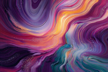 Obraz premium vibrant abstract fluid motion with swirling colors and shimmering particles