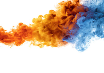 Swirling Orange and Blue Smoke Clouds isolated on a transparent background