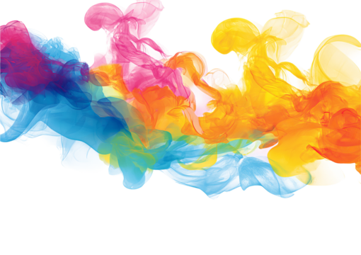 Colorful Smoke Swirls on Black isolated on a transparent background
