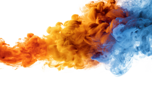 Swirling Orange and Blue Smoke Clouds isolated on a transparent background