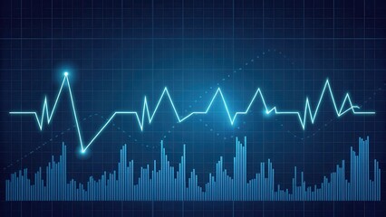 Stock market graph transforming into a heartbeat digital design