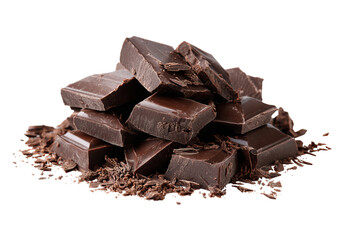 Dark Chocolate Pieces Pile isolated on a transparent background