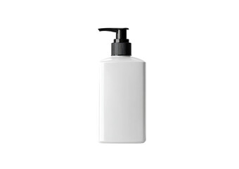 White plastic bottle with black pump isolated on a transparent background