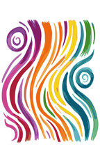 Colorful abstract background pattern with decorative tribal floral swirls and fiery orange wave elements