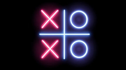 Futuristic neon tictactoe grid digital game board graphic design abstract light shapes high fidelity environment