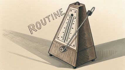 Vintage Metronome Ticking with Engraved Word Routine