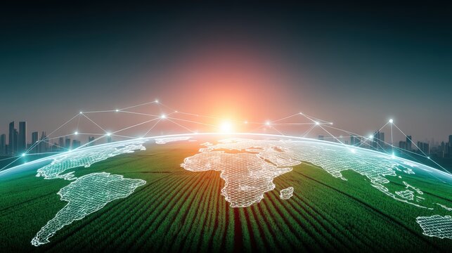 Global connectivity and sustainability earth digital visualization urban landscape aerial view future concepts for a sustainable world - Powered by Adobe