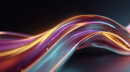 Colorful Flowing Light Waves in Abstract Digital Art Design