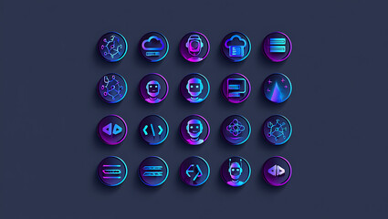 Futuristic digital easter eggs with neon glow and abstract patterns on a dark background