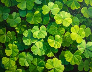 Vibrant Clovers: A Lush Carpet of Green, Symbolizing Luck and Irish Tradition