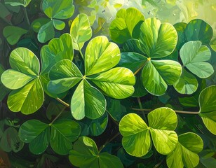 Vibrant Irish Clover Patch: A Symbol of Luck and Freshness in Lush Green Tones