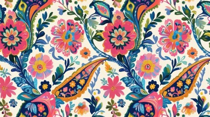 Fototapeta premium Floral Flourish: A vivid display of exquisite floral patterns, each petal and curve crafted with intricate detail. A visual symphony, celebrating the beauty and complexity of botanical art.