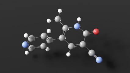 milrinone molecule 3d, molecular structure, ball and stick model, structural chemical formula cardiovascular drug