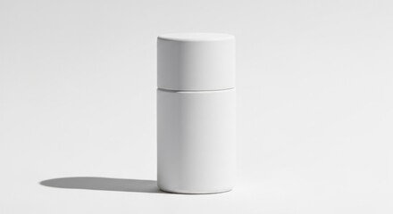 White cylindrical bottle, blank label, simple design