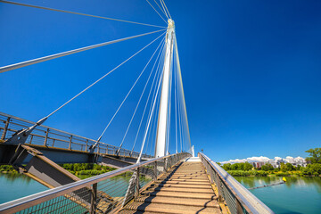 Fototapeta premium Passerelle des Deux Rives bridge over Rhine river connecting Germany and France