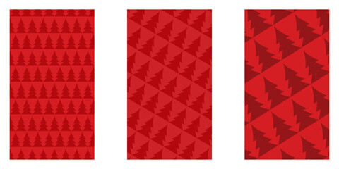 Red Christmas geometric vertical background collection. Merry Christmas vertical poster, social media post stories layout, quiz backdrop, square banner design template set