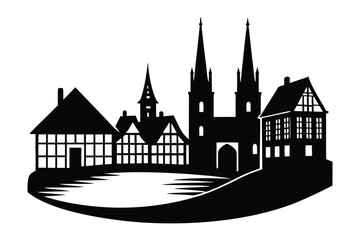 Obraz premium : Strasbourg Canal with Half Timbered Houses and Cathedral 