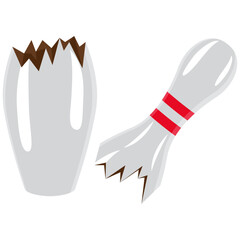 broken bowling pin vector drawing.