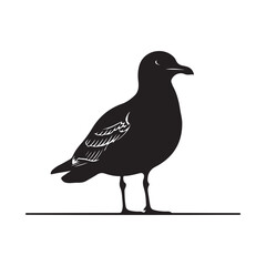 Seagull bird silhouette standing in profile vector illustration