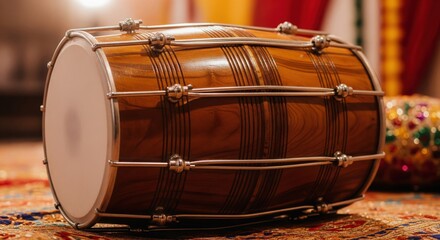 Punjabi Dhol. Cinematic Cultural Close-Up Background.