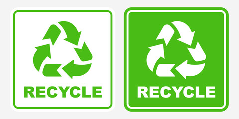 Fototapeta premium recycled label sticker design for garbage trash bin recycling waste green symbol isolated vector