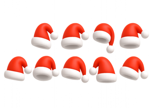 santa claus hat isolated - Santa Hat Collection – Playful Christmas Icon Set for Seasonal, Decorative, and Holiday Design Projects