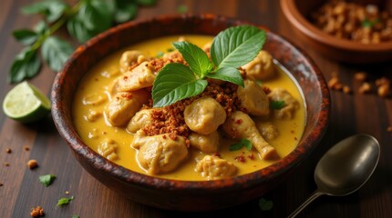 Delicious Chicken Curry with Fresh Herbs and Lime.