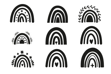 Obraz premium Silhouette boho rainbow collection. Minimal shapes for posters and invitations