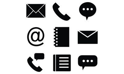 Email and Contact Icons Collection – Mail, Message, Phone & Communication Symbols