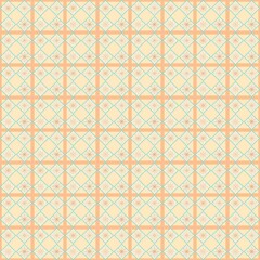 A tile pattern of a geometric design with a diamond shapes and starburst motif in beige, peach and mint green