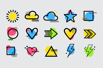 Fun and colorful abstract geometric shapes for graphic design elements