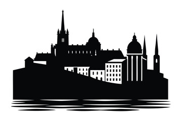 Fototapeta premium Lyon Riverside with Colorful Buildings and Fourvière Basilica