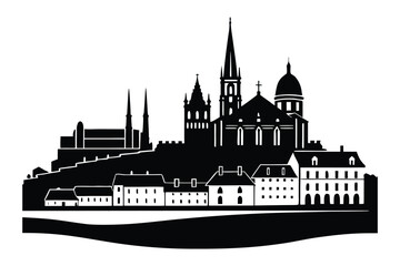 Naklejka premium Lyon Riverside with Colorful Buildings and Fourvière Basilica