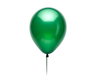 Bright green glossy party balloon isolated on a black background