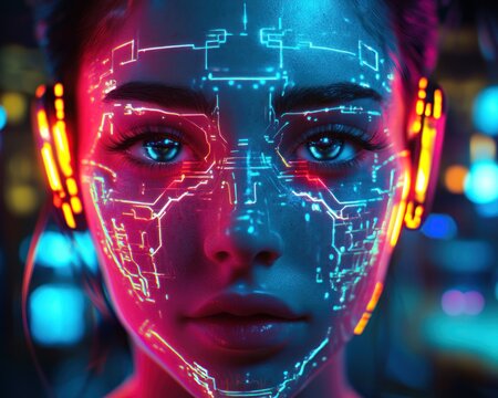 Digital portrait of a humanoid with glowing features