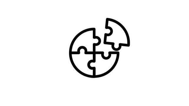 Minimalist Animation of a Four Piece Circular Puzzle Completing.