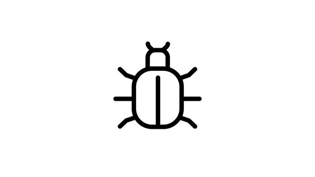 Minimalist Bug Icon Line Art Animation.