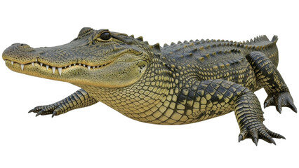 Isolated American Alligator with Sharp Teeth, Reptile Poses for a Wildlife Encounter