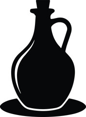 Minimalist black olive oil bottle cruet silhouette vector icon