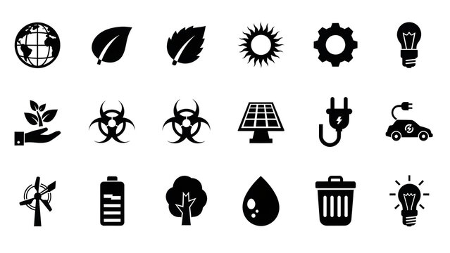Eco-friendly icons illustrating sustainability and environmental awareness focus