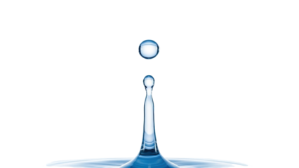 Isolated droplet of water bouncing on the surface after impacting a liquid body