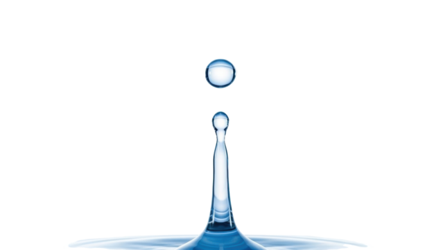 Isolated droplet of water bouncing on the surface after impacting a liquid body