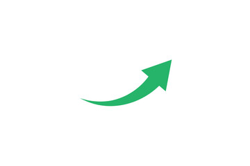 Green arrow curving upward symbol of growth progress and positive direction