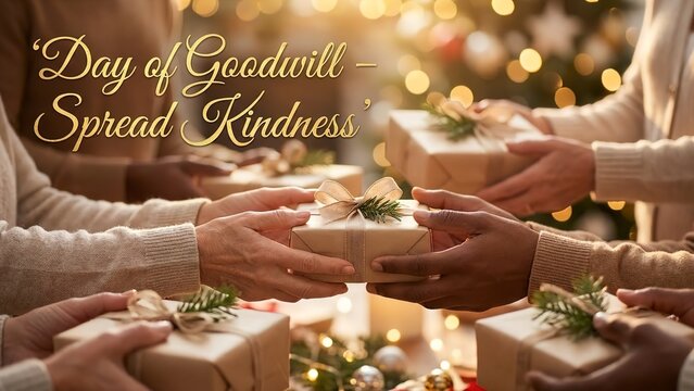 Kind hands exchanging thoughtful gifts in warm holiday setting, perfect for spreading joy and festive cheer this season