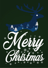 Winter Forest Reindeer Christmas Card Design