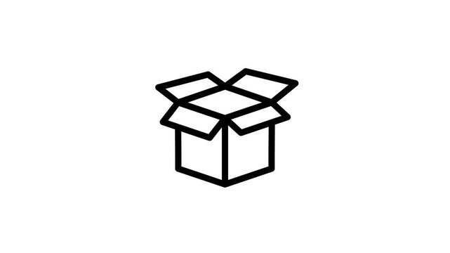Simple Open Cardboard Box Icon Animation.