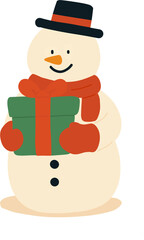Snowman with Gift Illustration